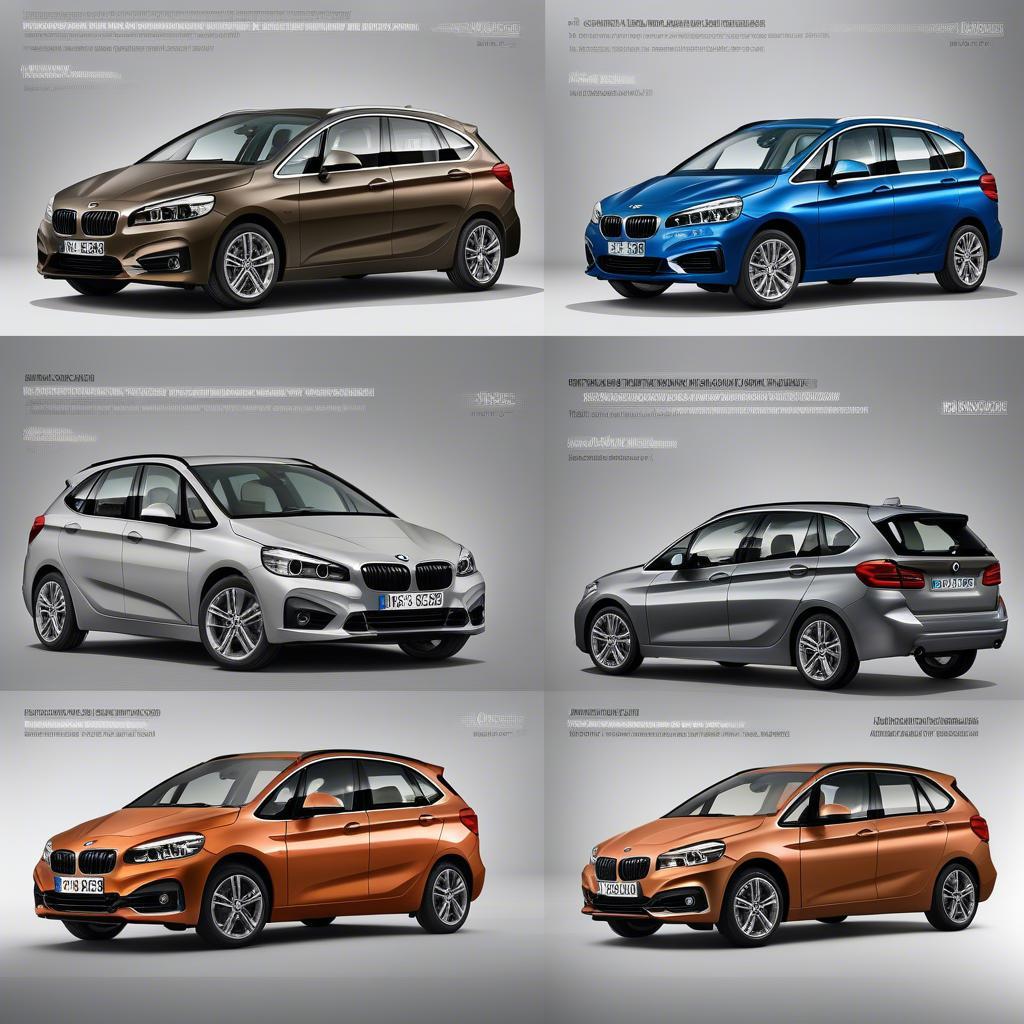 BMW Série 2 Active Tourer Giá Xe: Hình ảnh các phiên bản BMW Série 2 Active Tourer với giá niêm yết tương ứng.