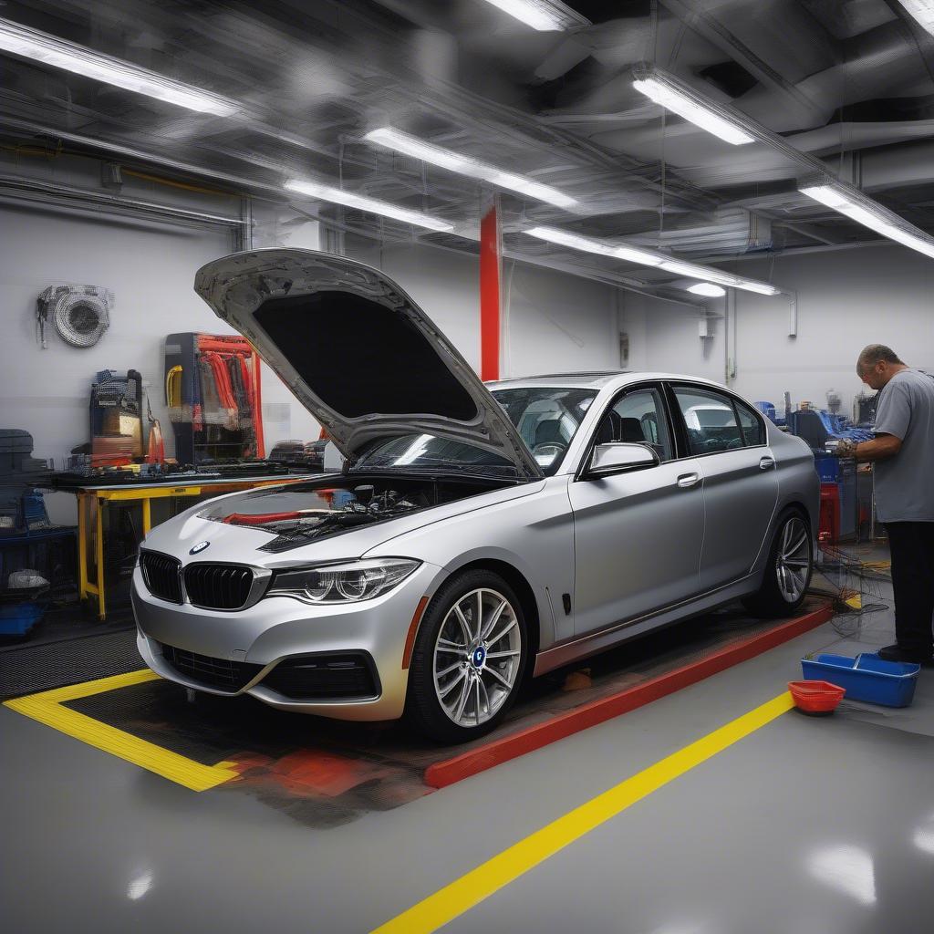 Xe BMW đang được bảo dưỡng định kỳ