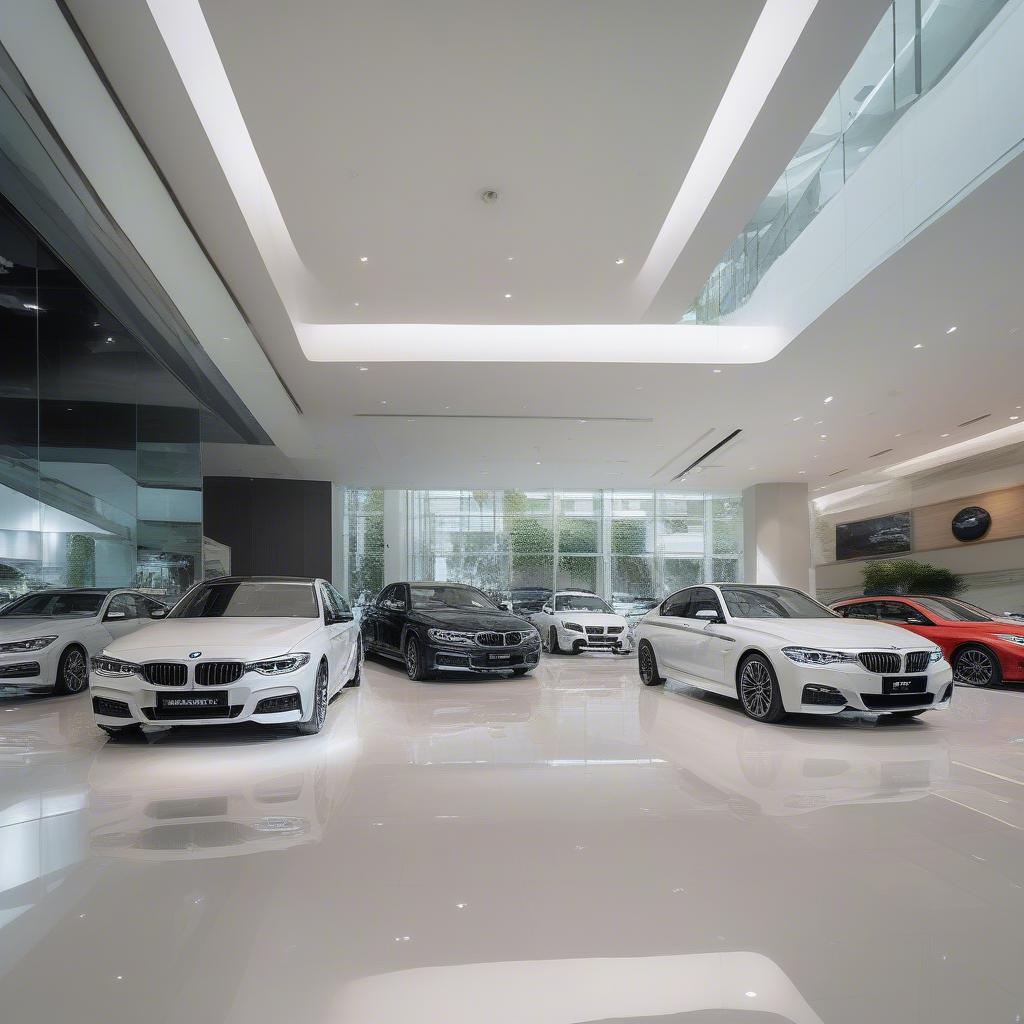 Showroom BMW tại HCM trưng bày các mẫu xe sang trọng và hiện đại.