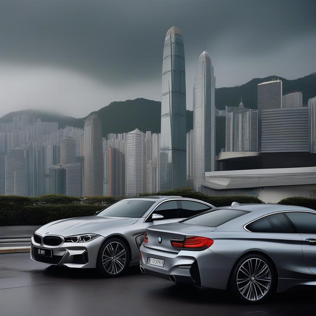 BMW Showroom Hong Kong lượng xe hơi đẳng cấp trưng bày ngoài trời.