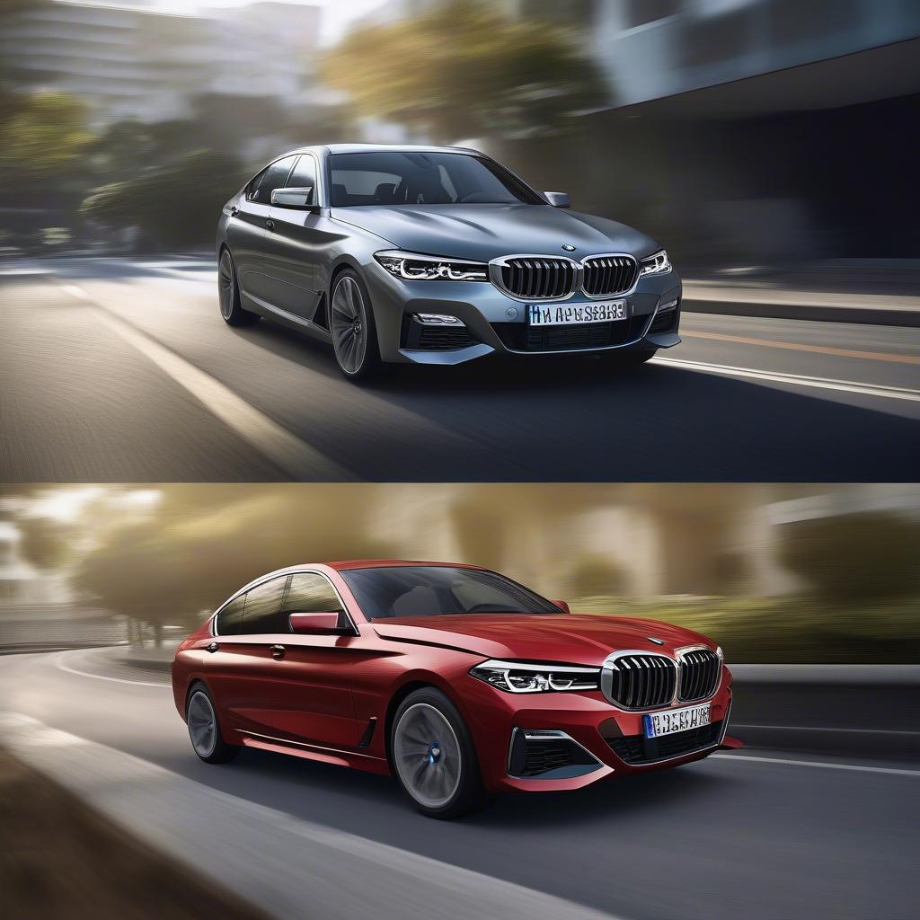 BMW và VinFast Lux A 2.0 trên đường