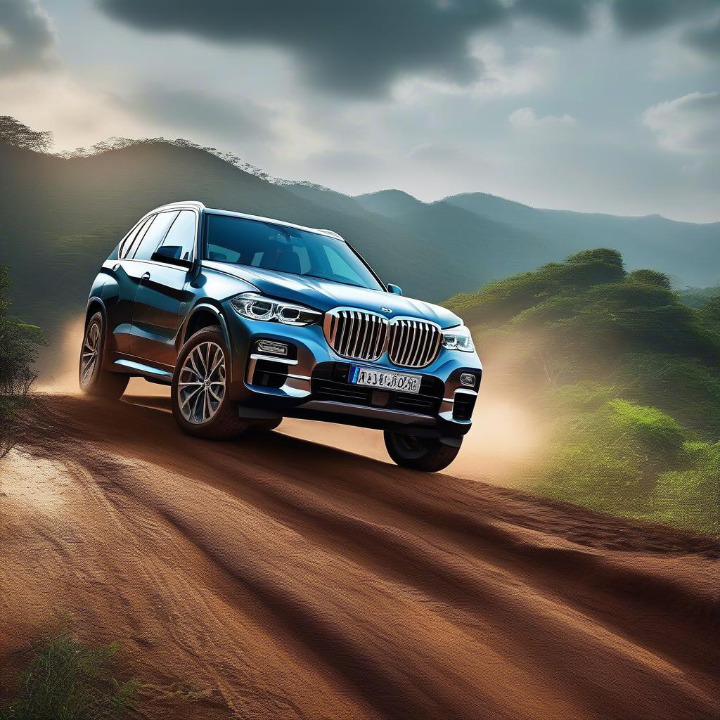 BMW X5 tại Việt Nam - Hình ảnh chiếc BMW X5 mạnh mẽ, di chuyển trên địa hình off-road tại Việt Nam, thể hiện khả năng vận hành vượt trội.