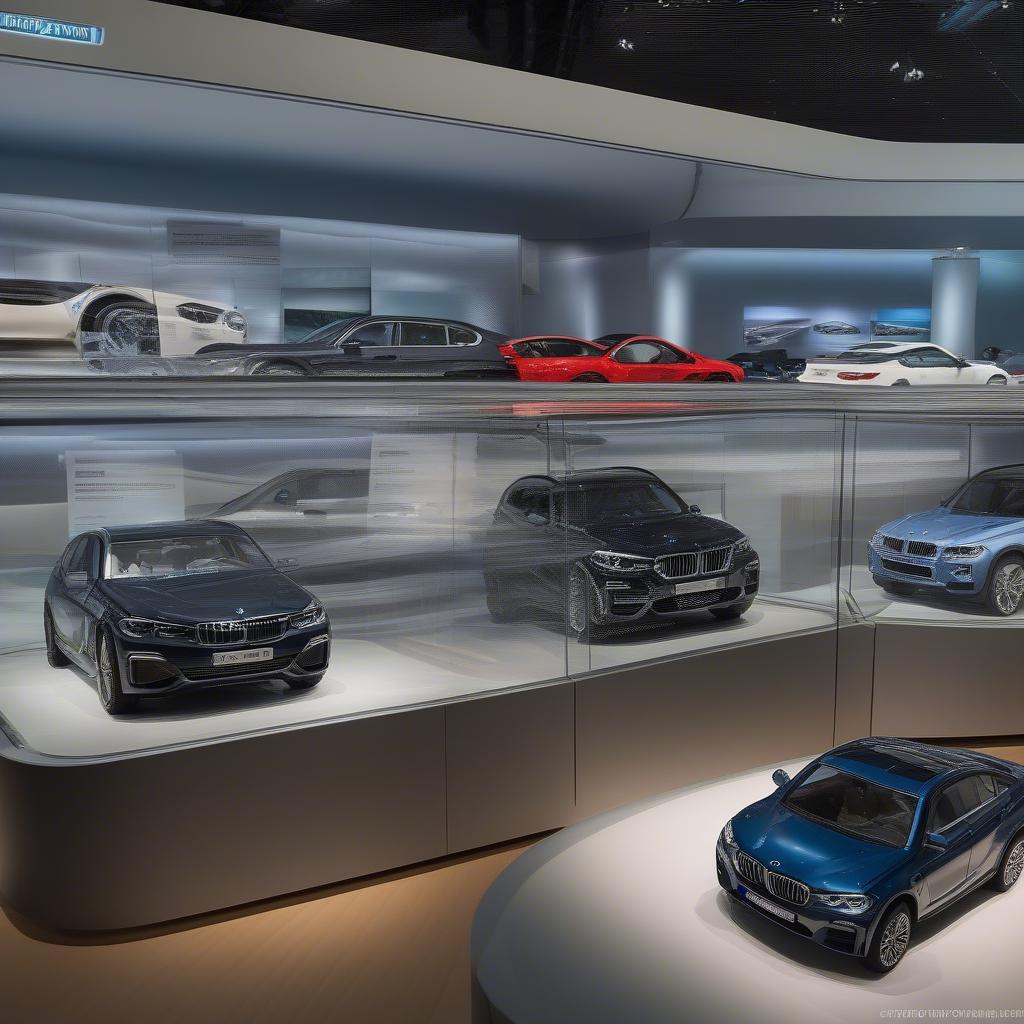 Mô hình xe BMW chi tiết được trưng bày tại BMW Welt Shop.