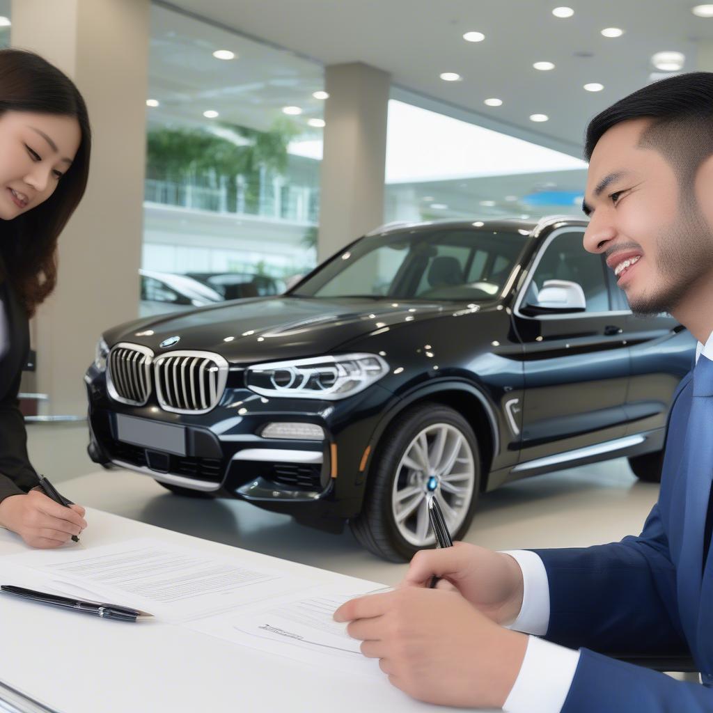 BMW X3 Contract Leasing: Khách hàng ký hợp đồng