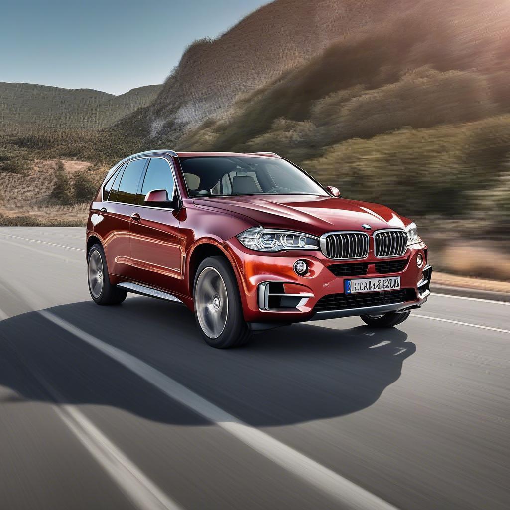 BMW X5 2016 màu đỏ lướt trên đường trường