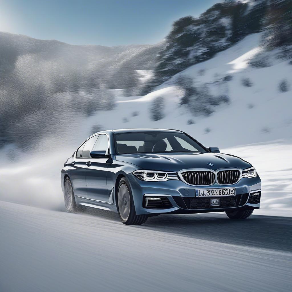 BMW xDrive tăng tốc trên đường tuyết phủ