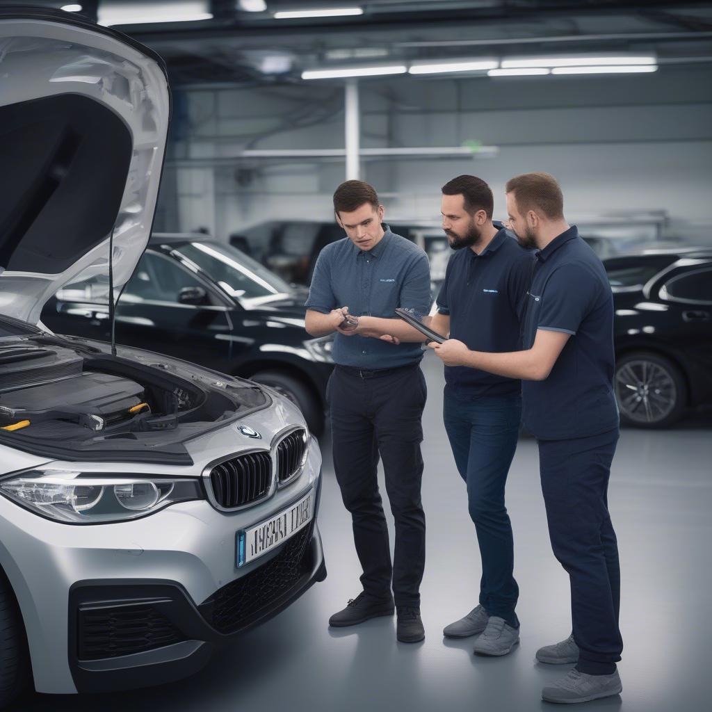 Chuyên gia BMW hướng dẫn học viên sử dụng thiết bị chẩn đoán