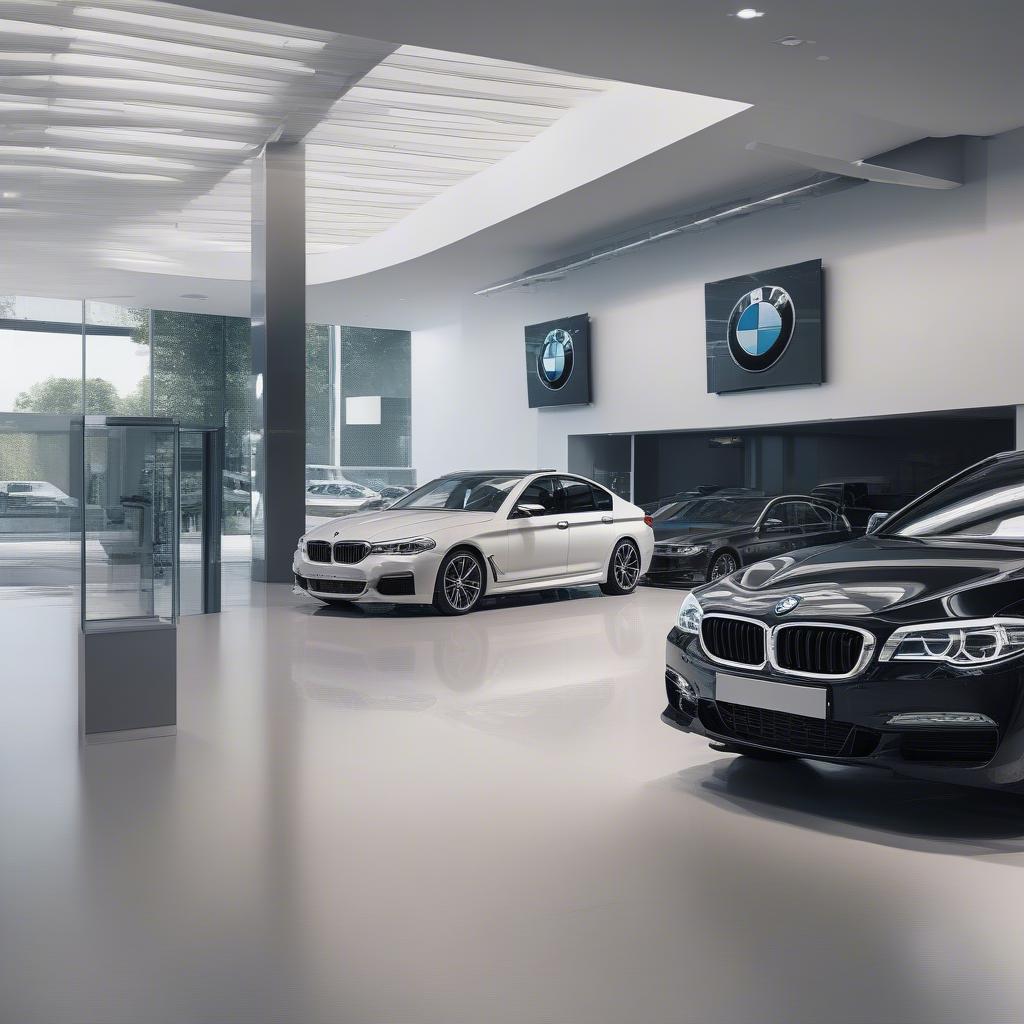 Đại lý BMW 5S hiện đại với không gian trưng bày sang trọng và khu vực dịch vụ rộng rãi.