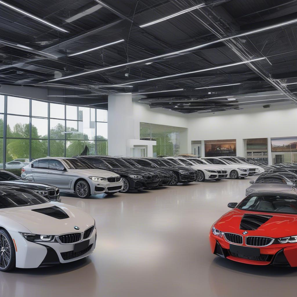 Đại lý BMW League City với thiết kế hiện đại, sang trọng, trưng bày đa dạng các dòng xe BMW mới nhất.