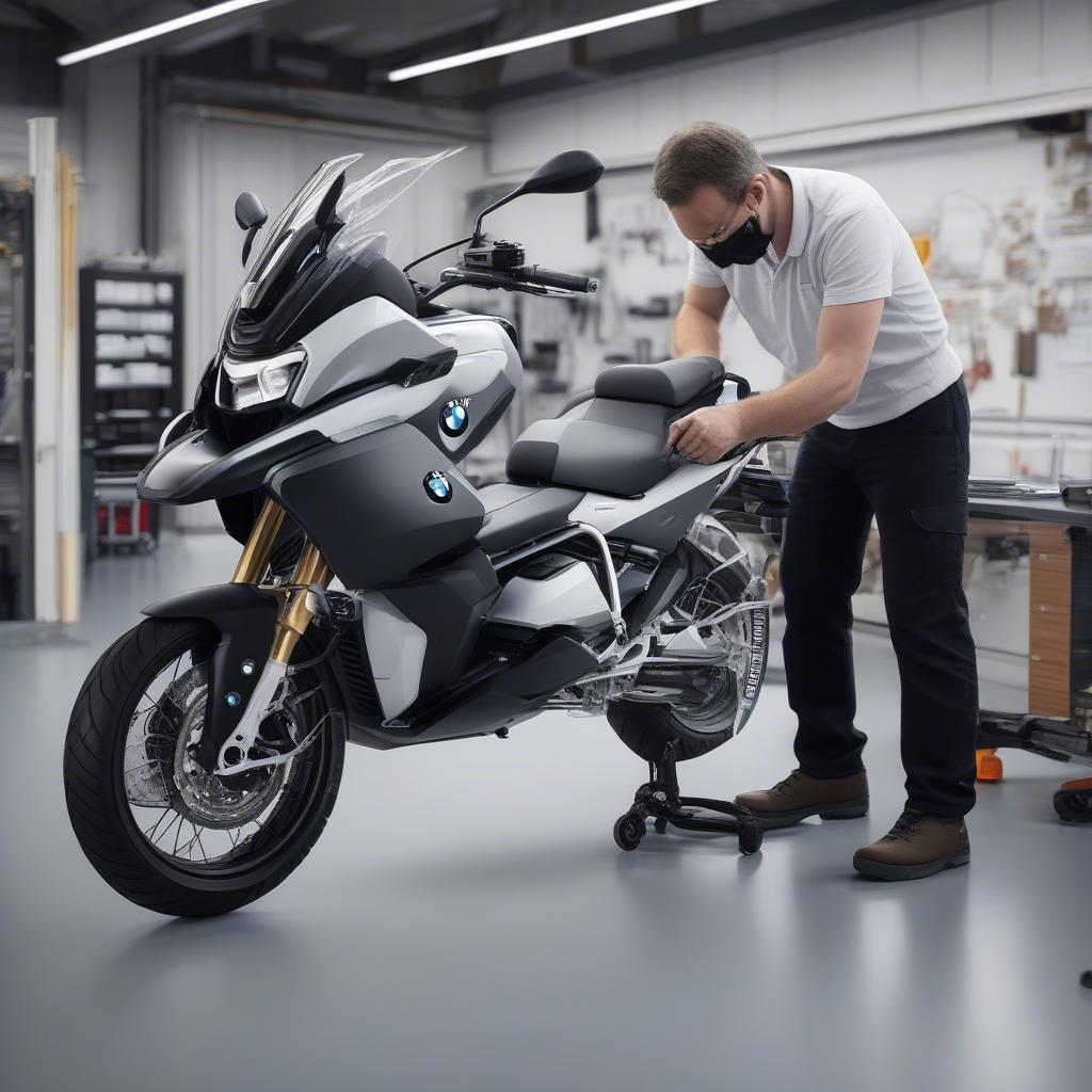 Dán tem xe BMW C400GT tại BMW Cầu Giấy