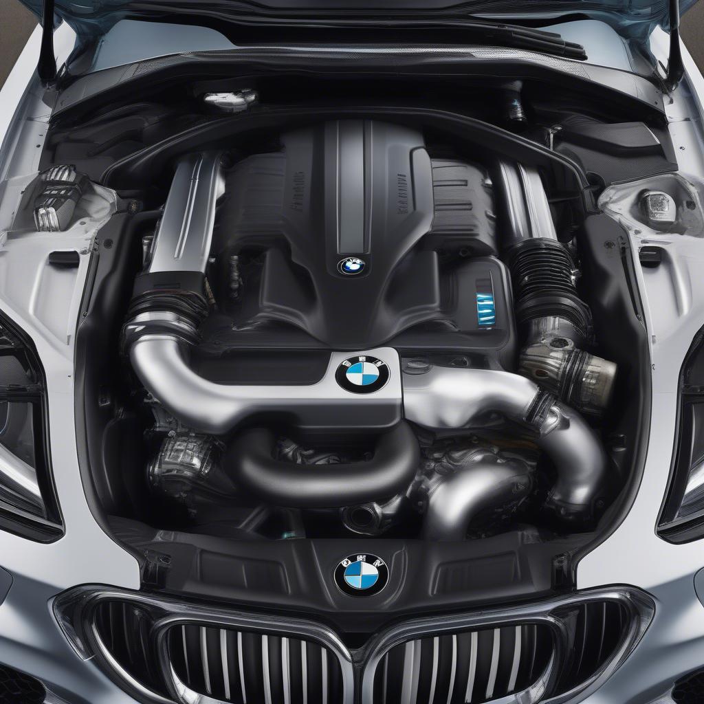 Hình ảnh cận cảnh động cơ BMW hiện đại, thể hiện công nghệ tiên tiến và sức mạnh vượt trội.