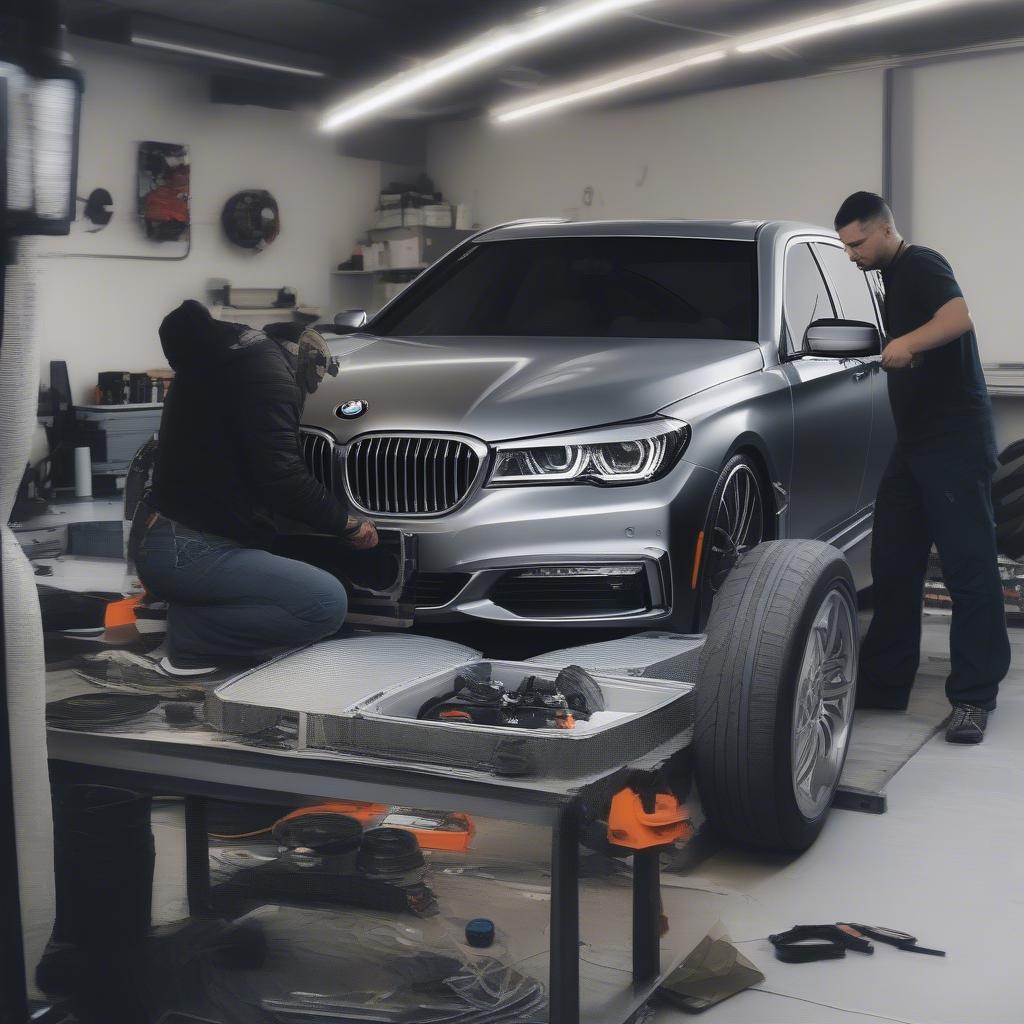 Gara lắp đặt la zăng BMW 750