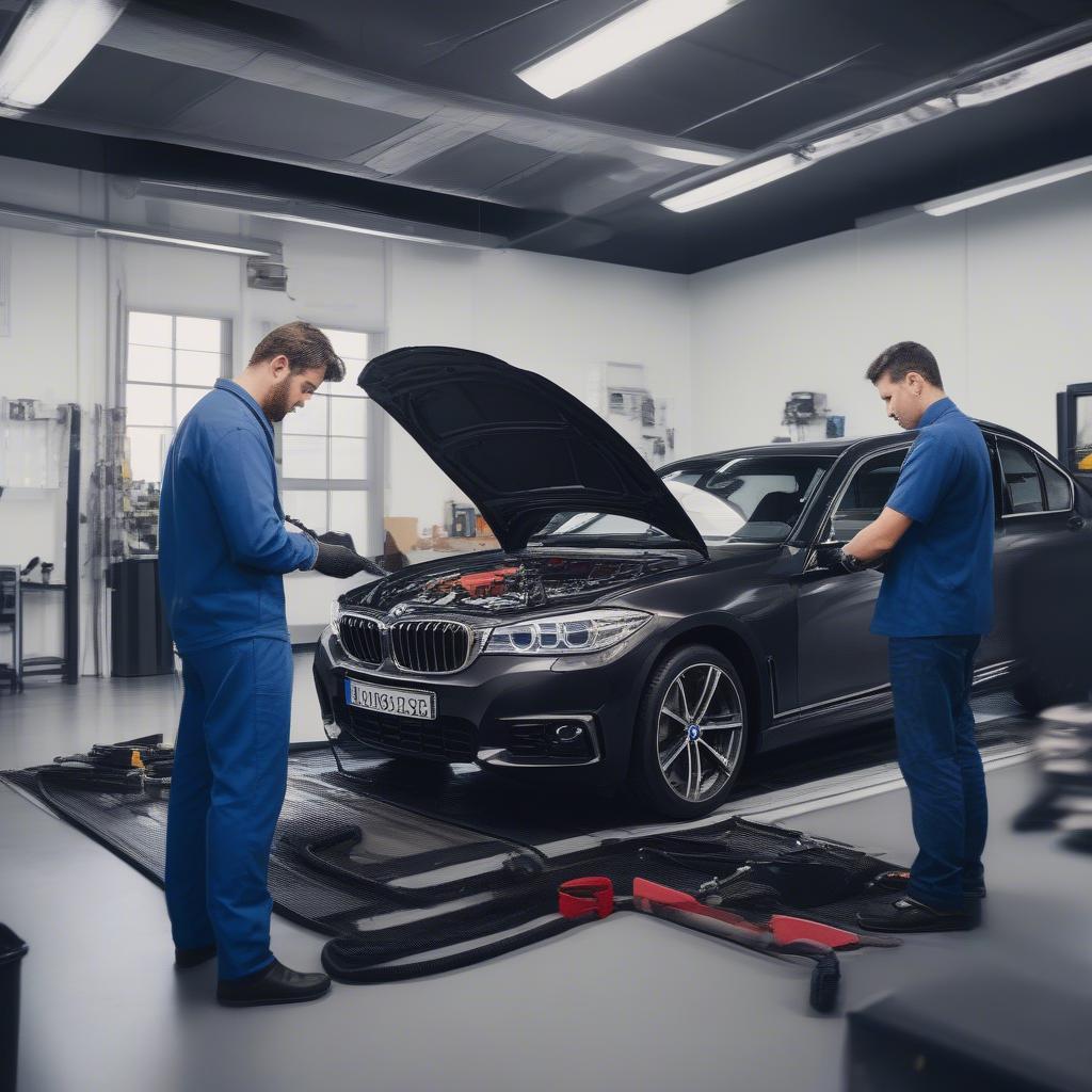 Gara sửa chữa BMW hiện đại với đầy đủ trang thiết bị