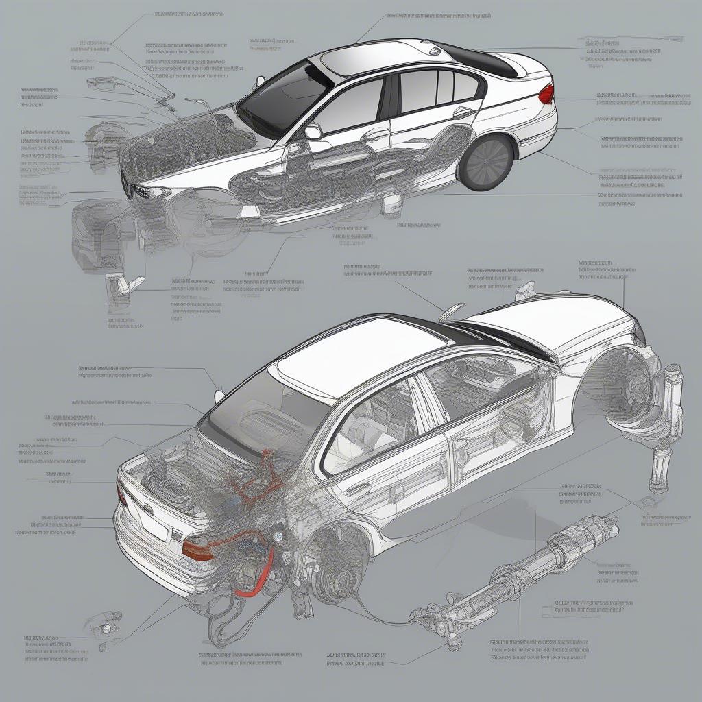 Hệ thống lái điện tử BMW 523i: Hình ảnh minh họa hệ thống lái điện tử trên BMW 523i, bao gồm các bộ phận chính và cách chúng hoạt động.