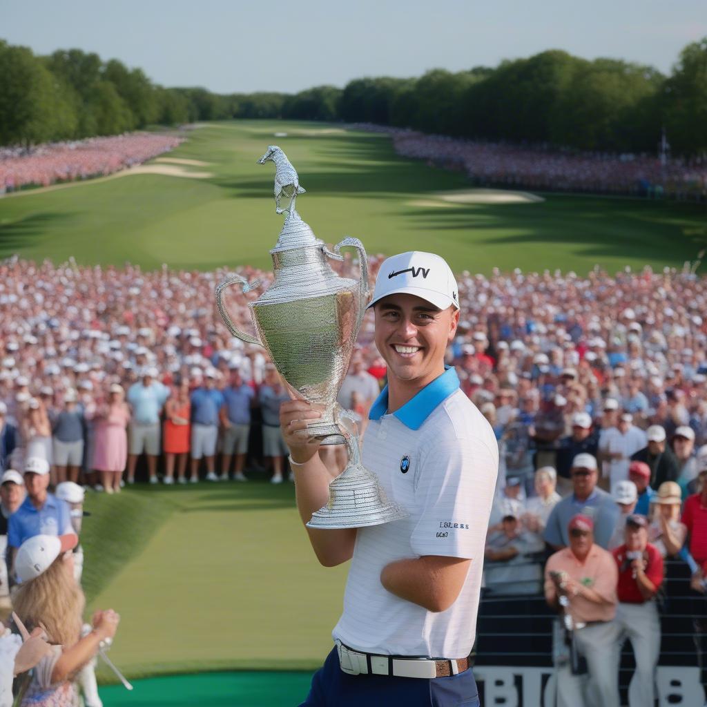 Justin Thomas nâng cao chiếc cúp vô địch BMW Championship 2019