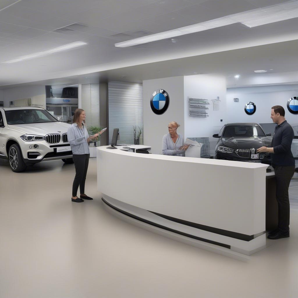 Khách hàng BMW trao đổi với nhân viên