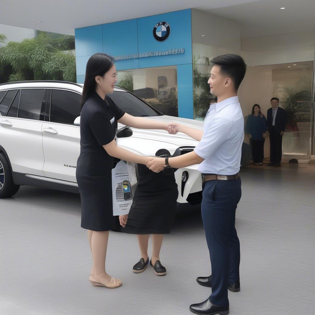 Khách hàng nhận xe BMW tại BMW Cầu Giấy