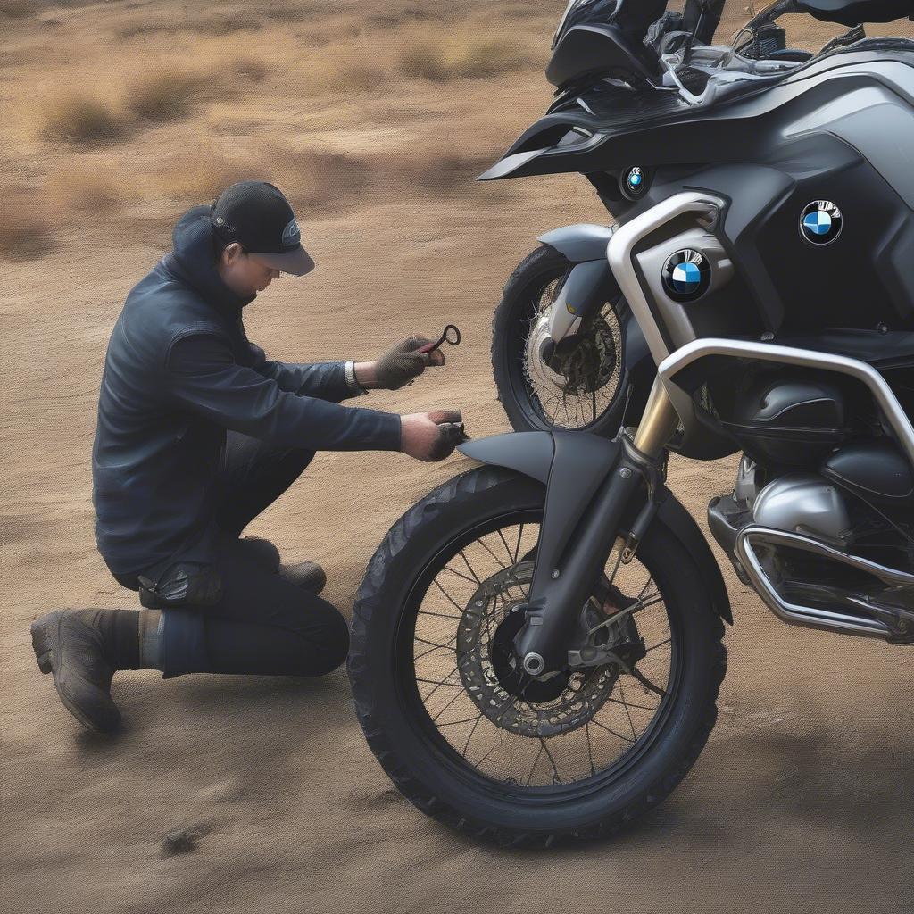 Kiểm tra áp suất lốp BMW GS 1200 Adventure