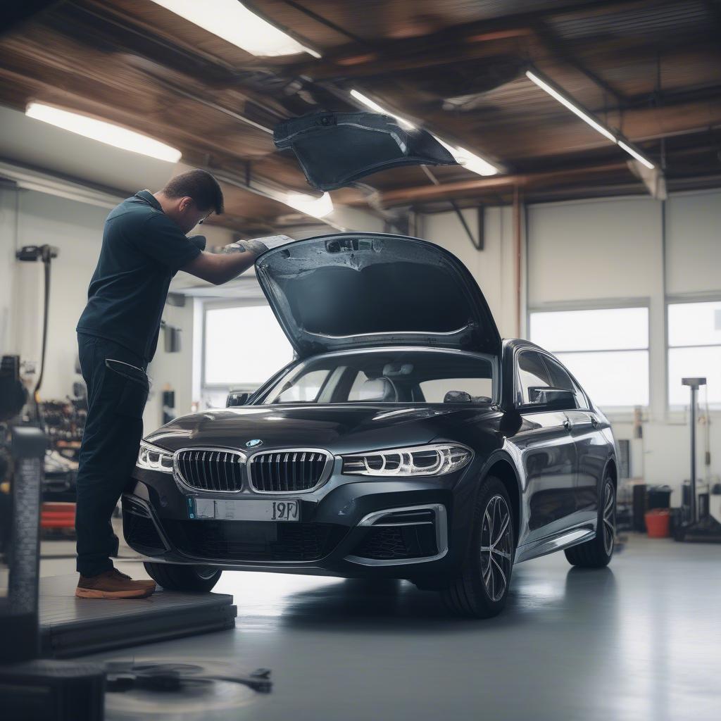 Kiểm tra BMW bằng máy móc hiện đại