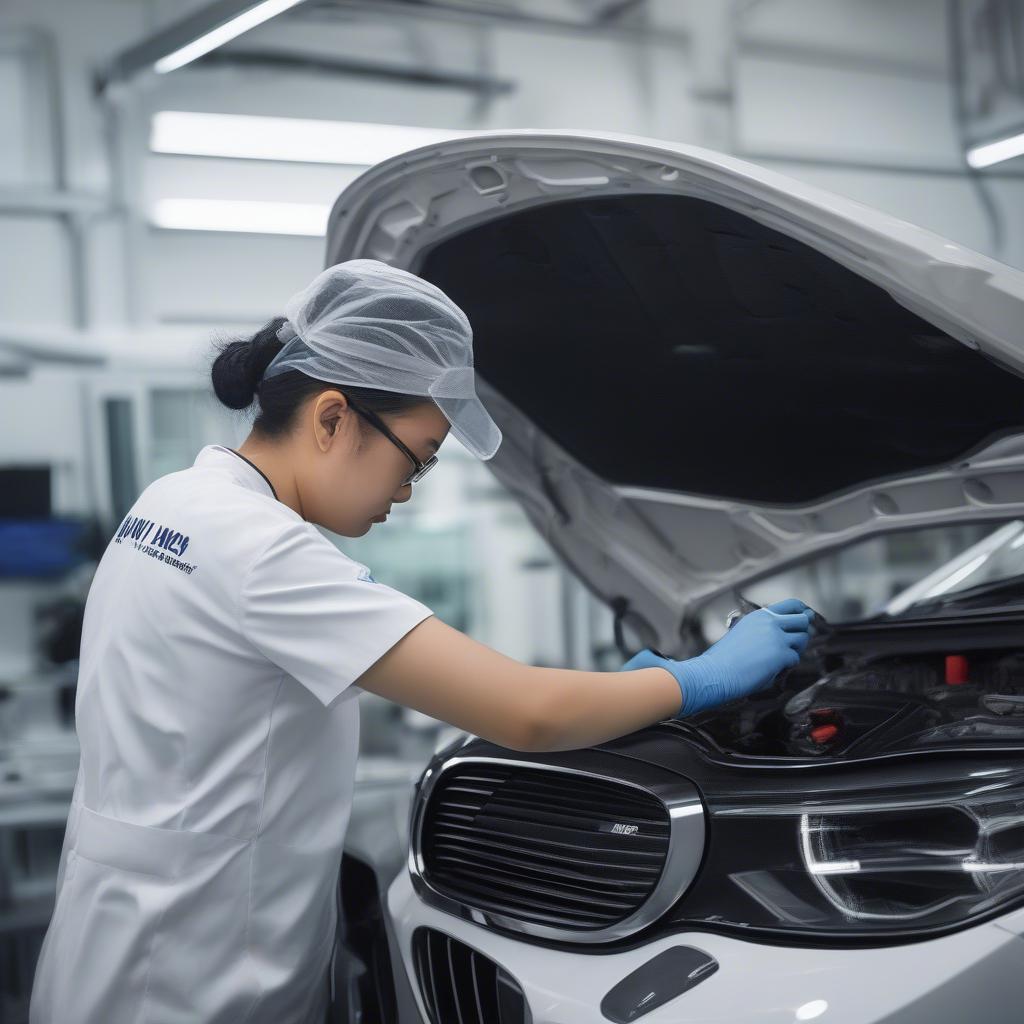 Kỹ thuật viên BMW Cầu Giấy đang làm việc