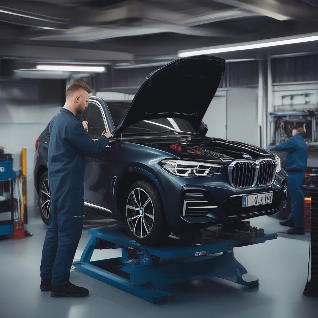 Kỹ thuật viên kiểm tra BMW