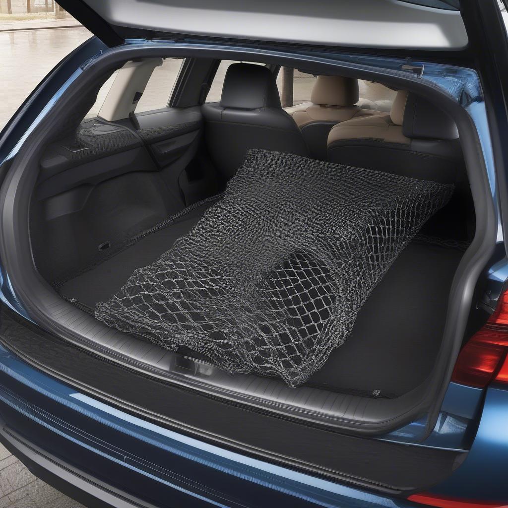 Lưới hành lý BMW X5 cargo net bảo vệ đồ đạc an toàn trong khoang hành lý.