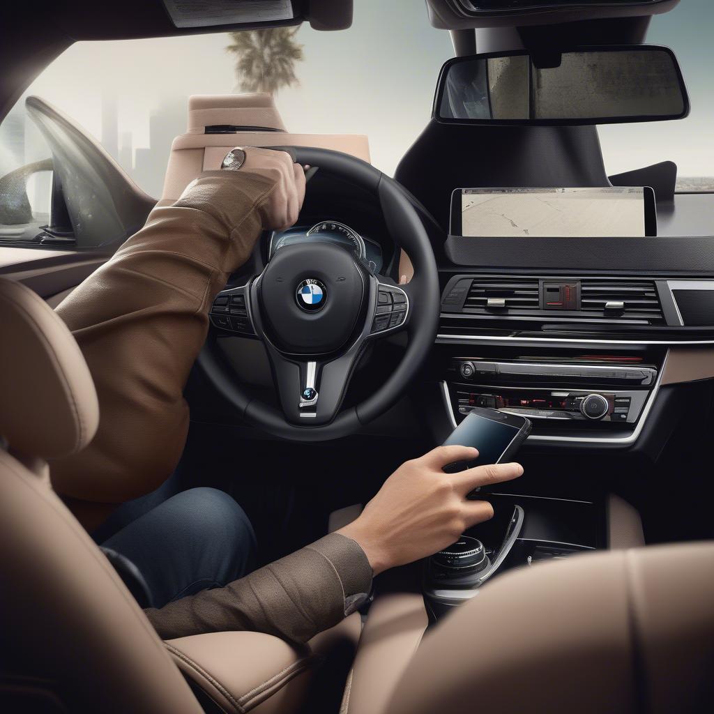 Người lái xe BMW đang thưởng thức âm nhạc