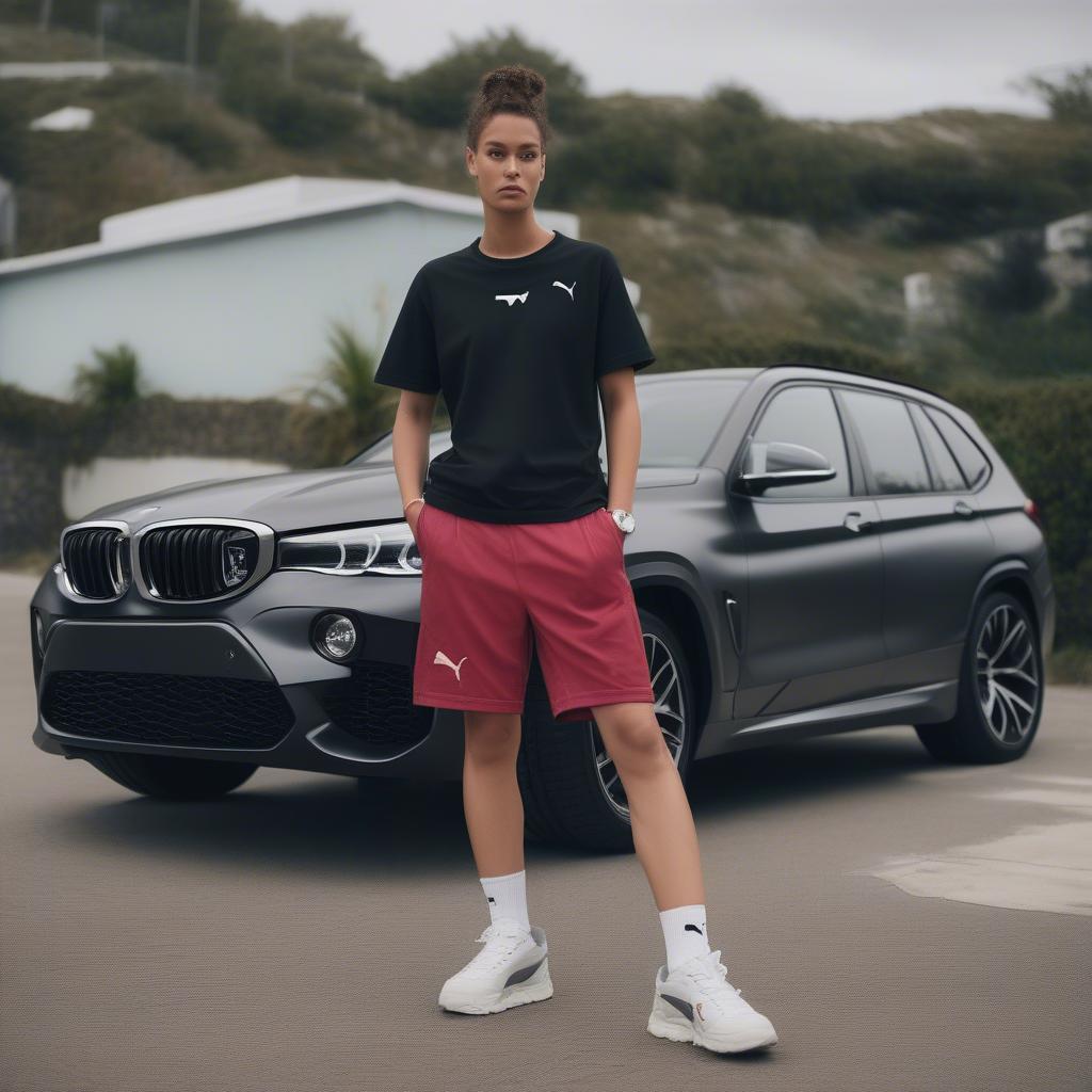 Phối đồ áo Puma với quần Bermuda cho phong cách BMW