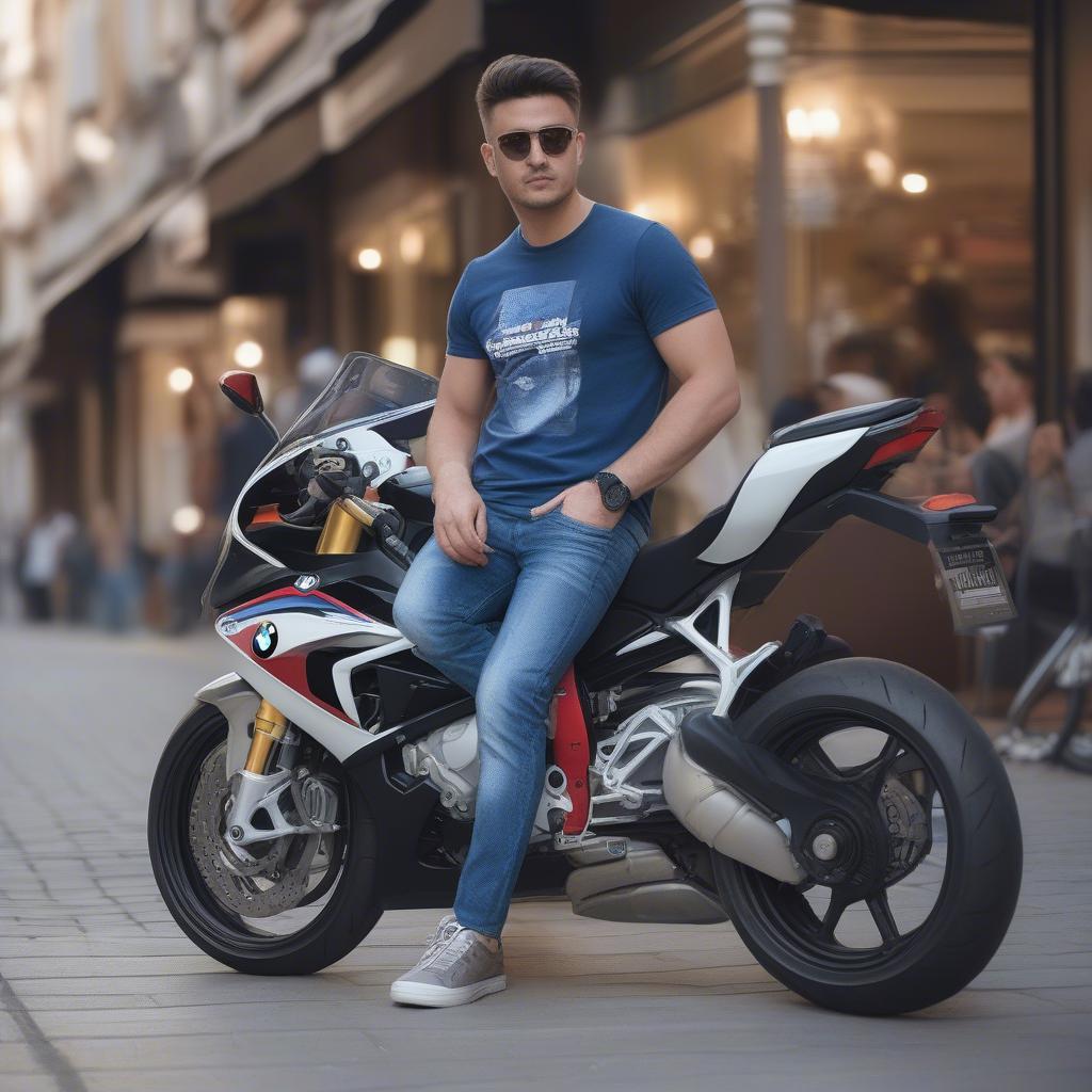 Phối Đồ Áo Thun BMW S1000RR với Quần Jeans