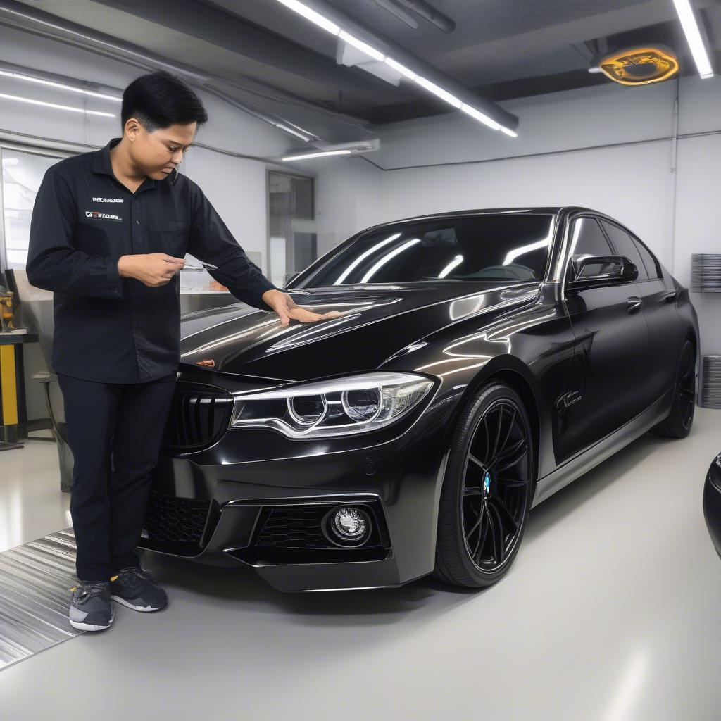 Quy trình Black Chrome Wrap BMW tại BMW Cầu Giấy