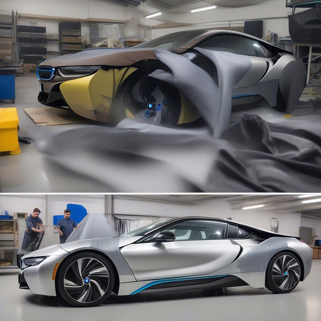 Quy trình dán tem BMW i8 tại BMW Cầu Giấy