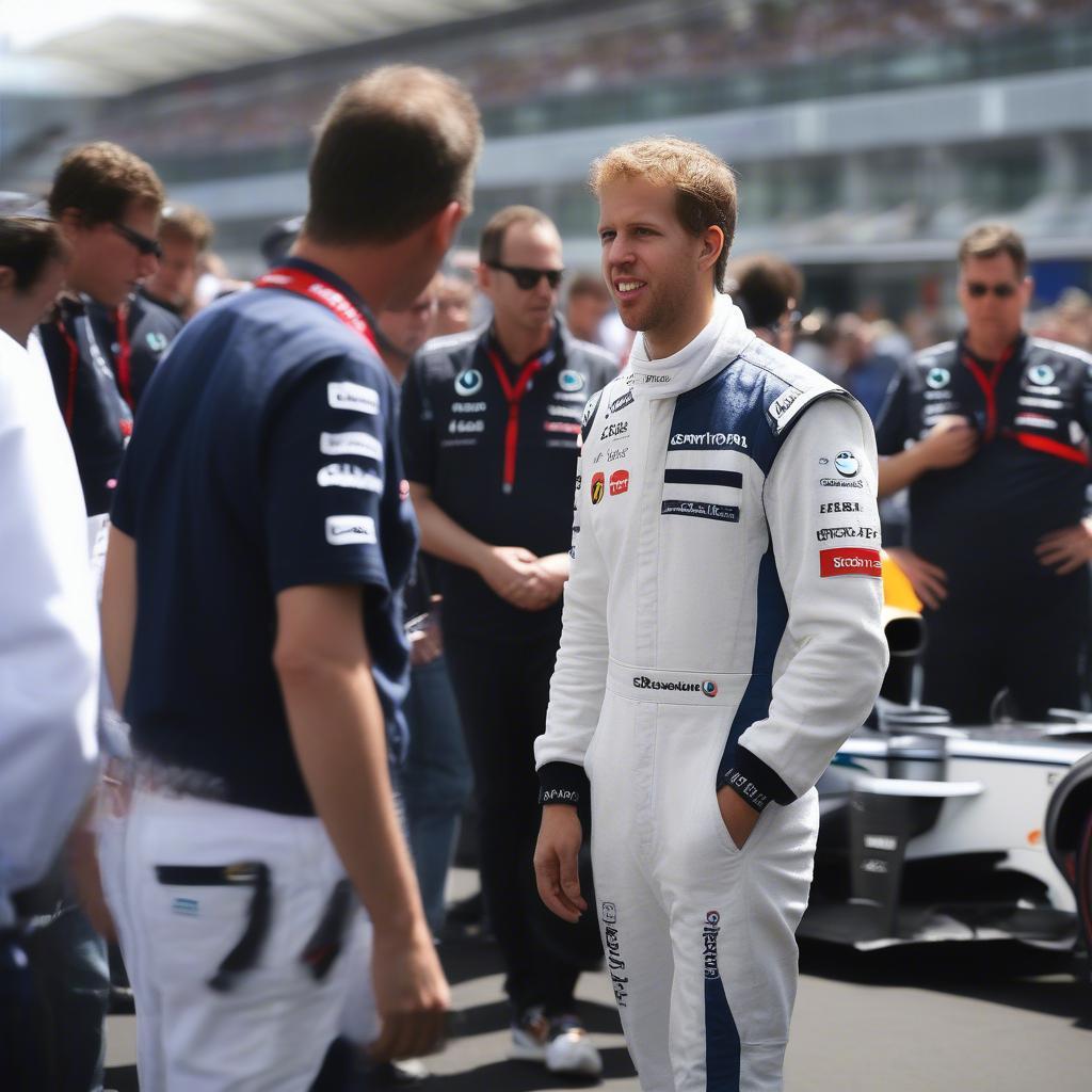 Sebastian Vettel trong khu vực Paddock của BMW Sauber