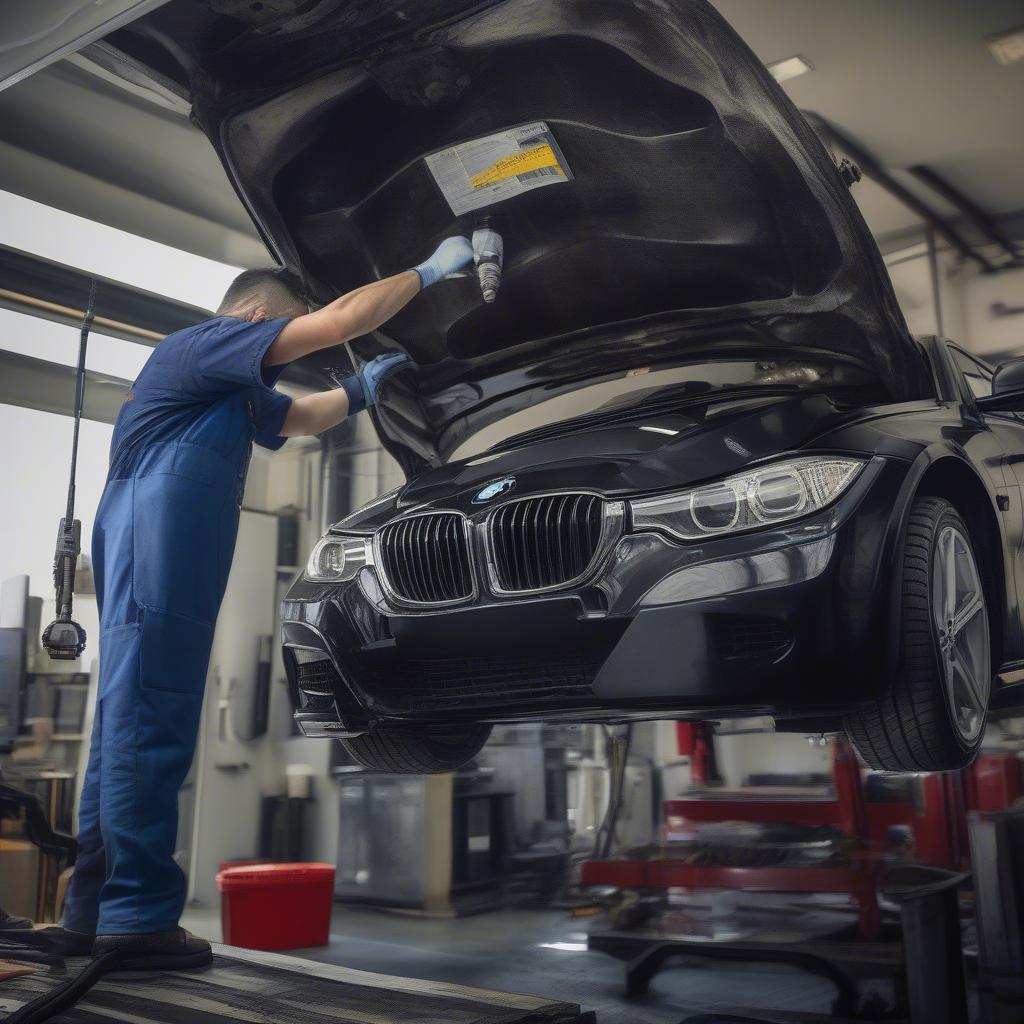 Thay dầu động cơ BMW 320i tại mốc 40000km