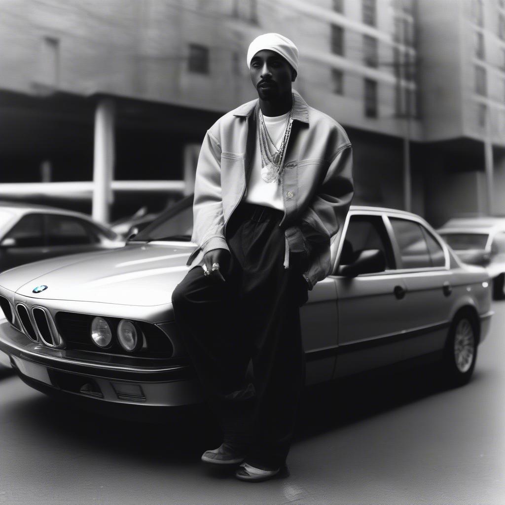 Hình ảnh hiếm hoi của Tupac Shakur và chiếc BMW