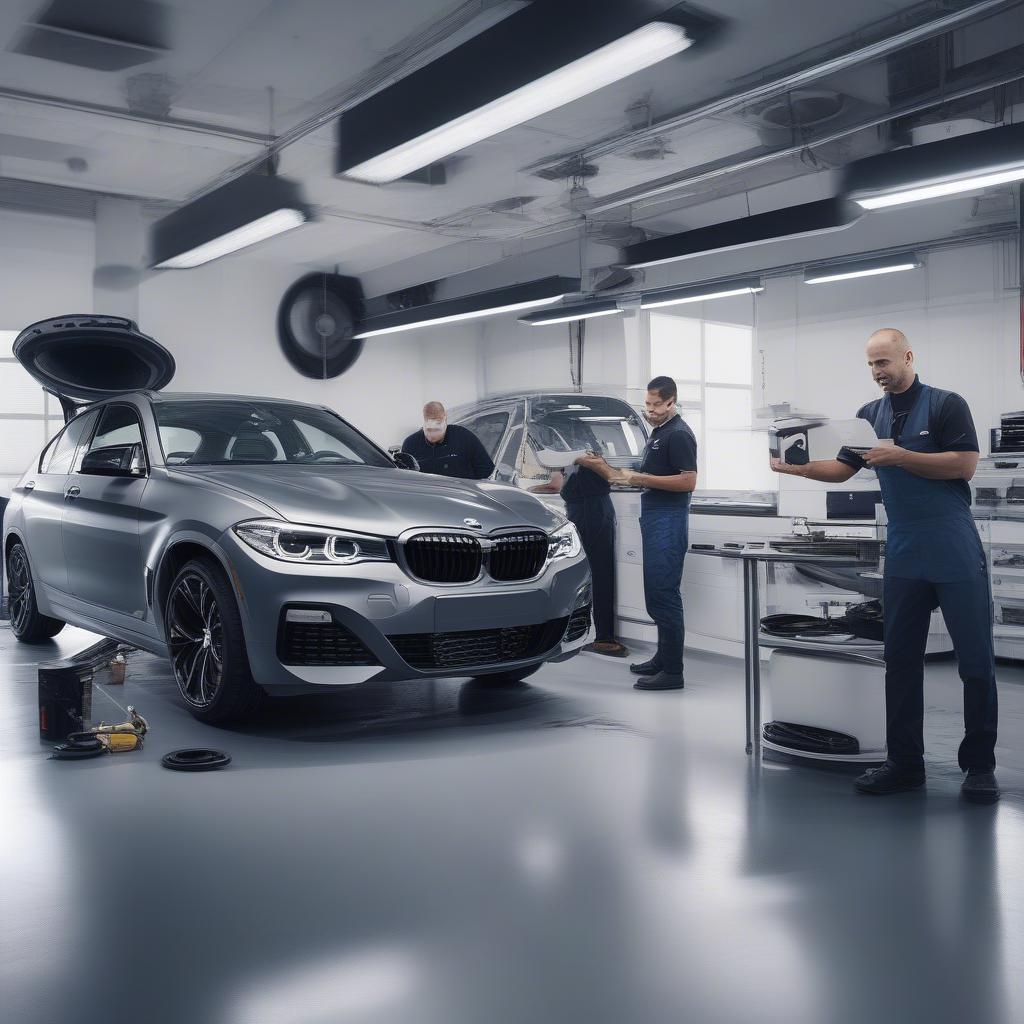 Xưởng dịch vụ BMW chính hãng với trang thiết bị hiện đại và đội ngũ kỹ thuật viên chuyên nghiệp